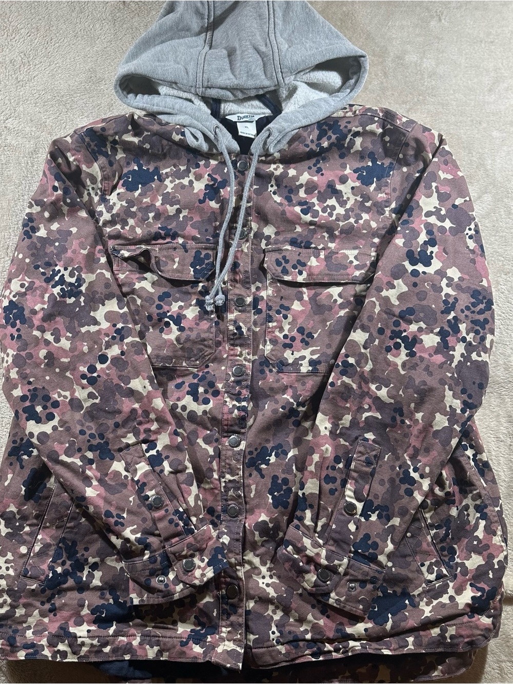Duluth Trading Co Utility Jacket Hooded Camouflage Print